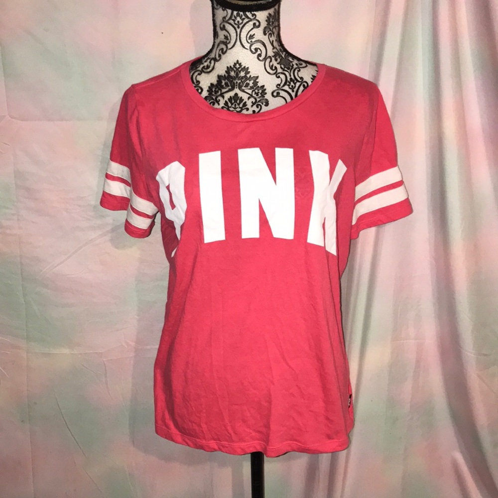 Victoria’s Secret PINK Light Red Baseball Tee Lg